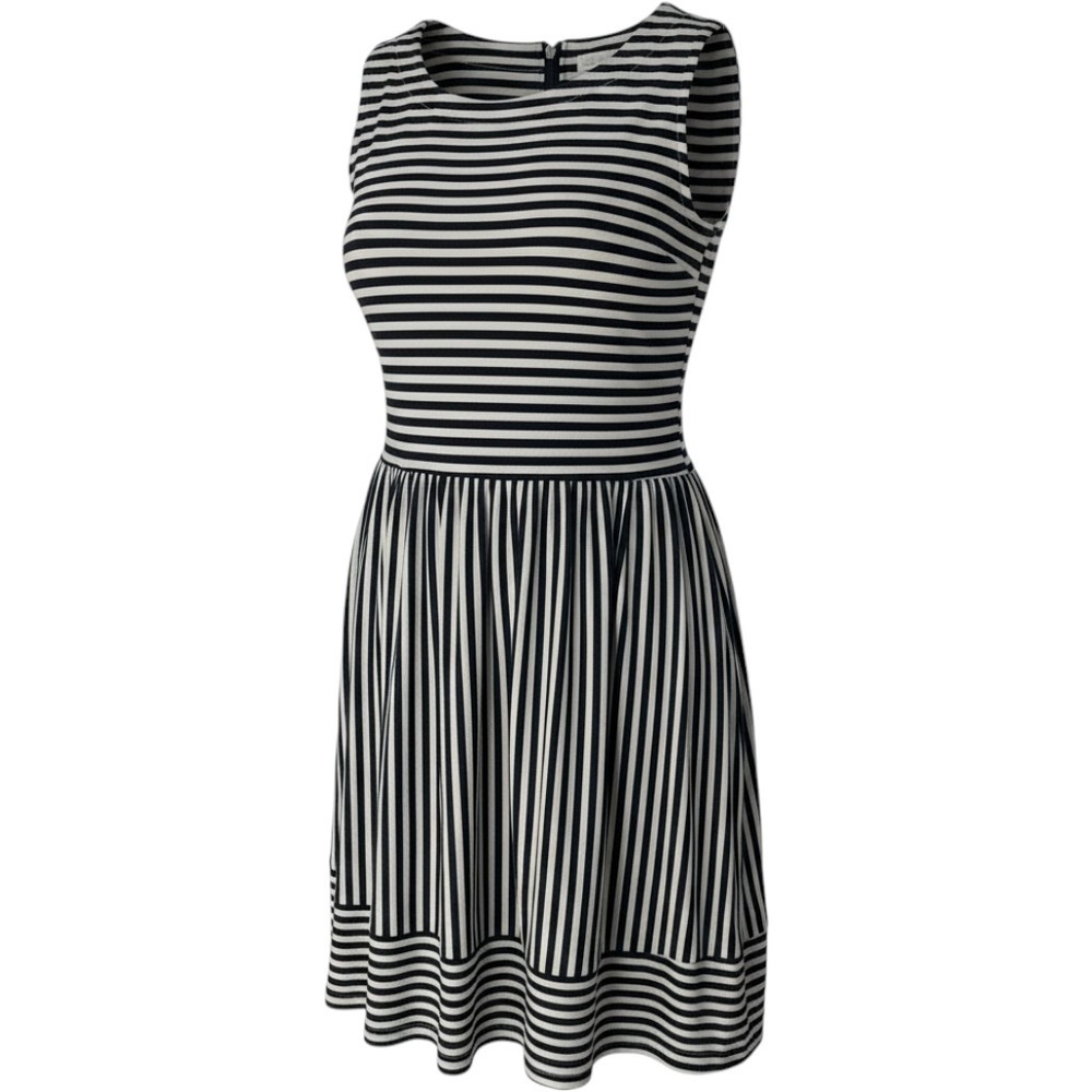 Forever 21+ Black White Striped Sleeveless Fit Flare Mini Dress Size 2X